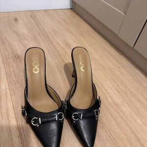 Elegant Black Leather Heels by Hugo